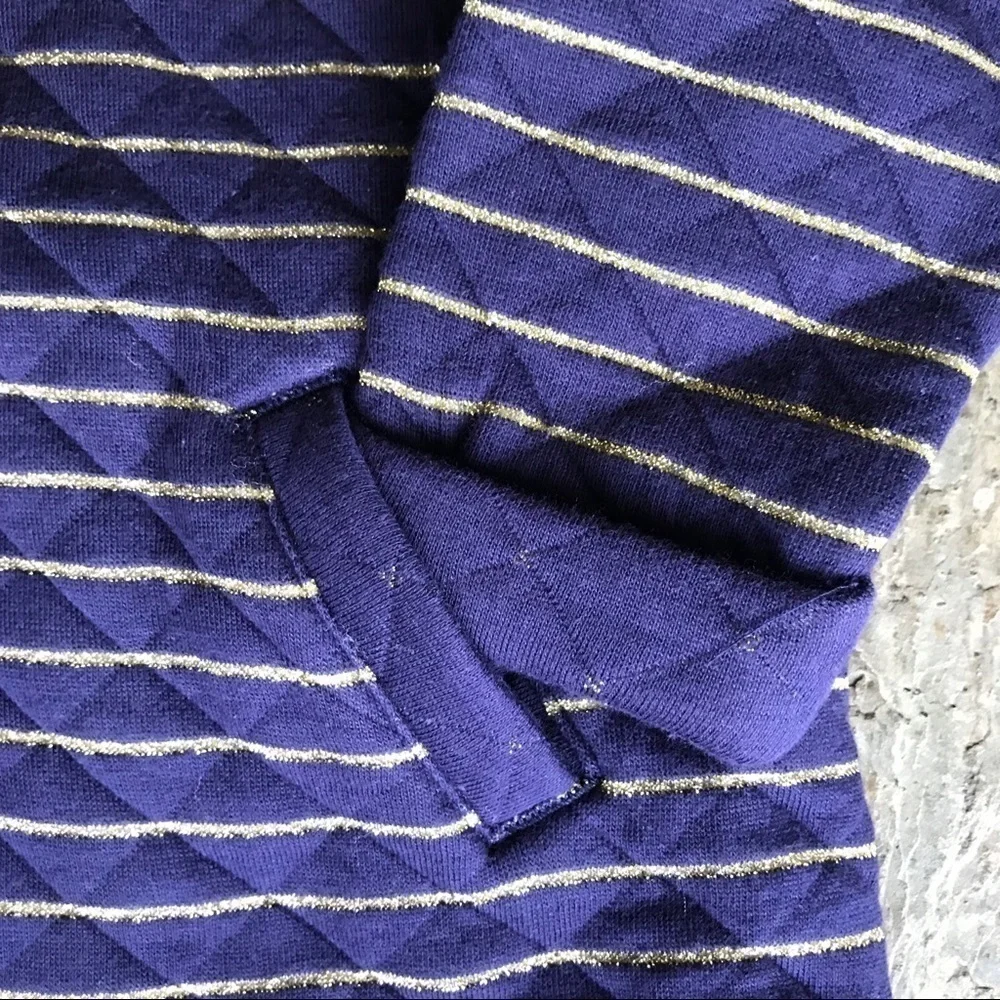 Gymboree navy and gold striped quilted knit hooded jacket
